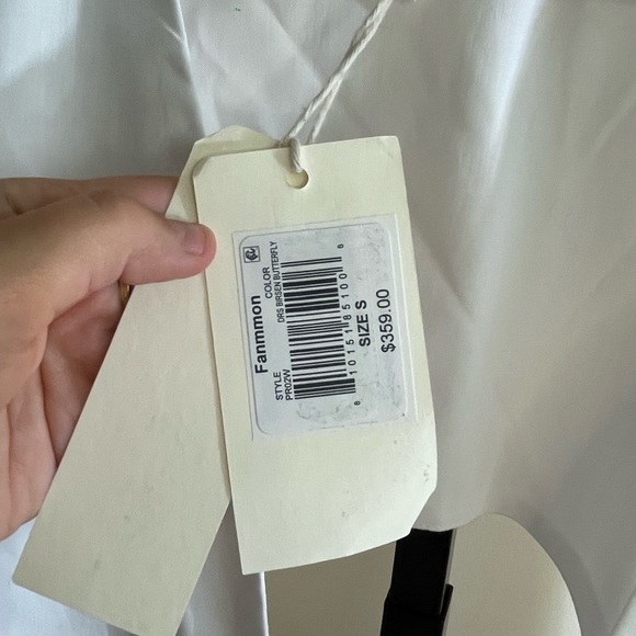 NWT Fanm Mon DressesEmbroidered Butterfly Cotton Long Sleeve Deep V Mini Dress S - Picture 9 of 10